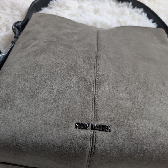 Steve Madden Tote Bag - Bag Velvet Fabri Dark Olive Green - Picture 8 of 10